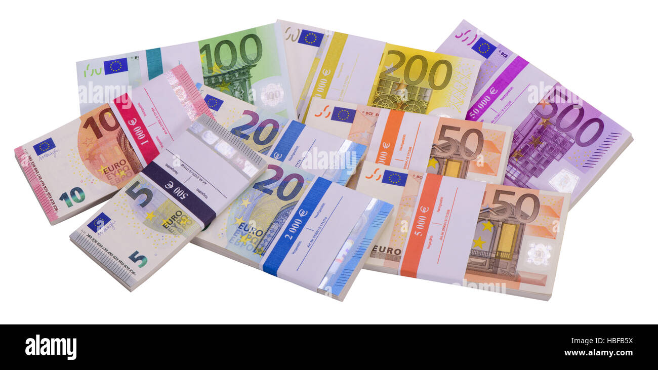 Gruppo di valuta Euro banconote Foto Stock