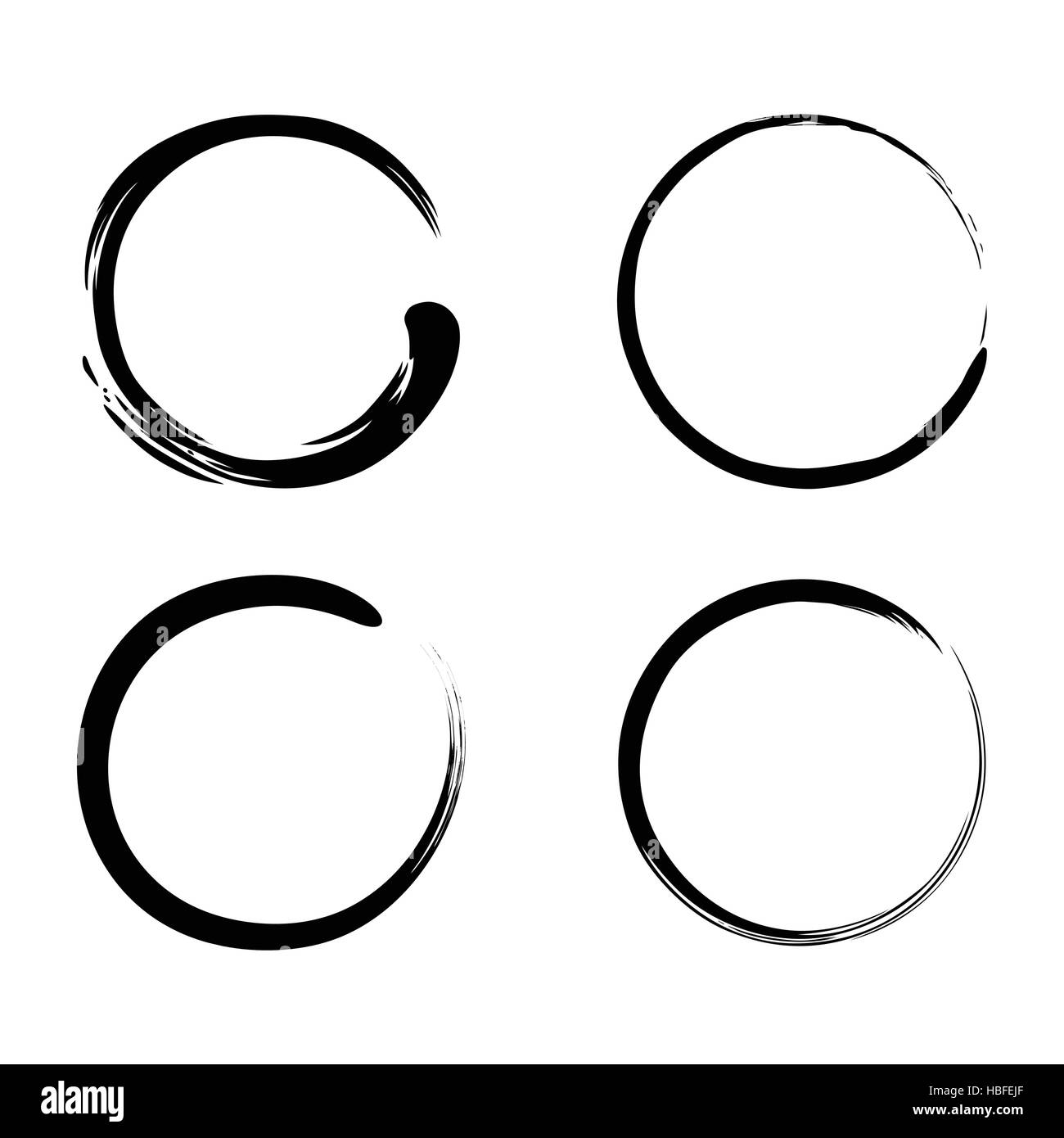 Enso Zen pennellate di inchiostro nero Set di vettore Illustrazione Vettoriale