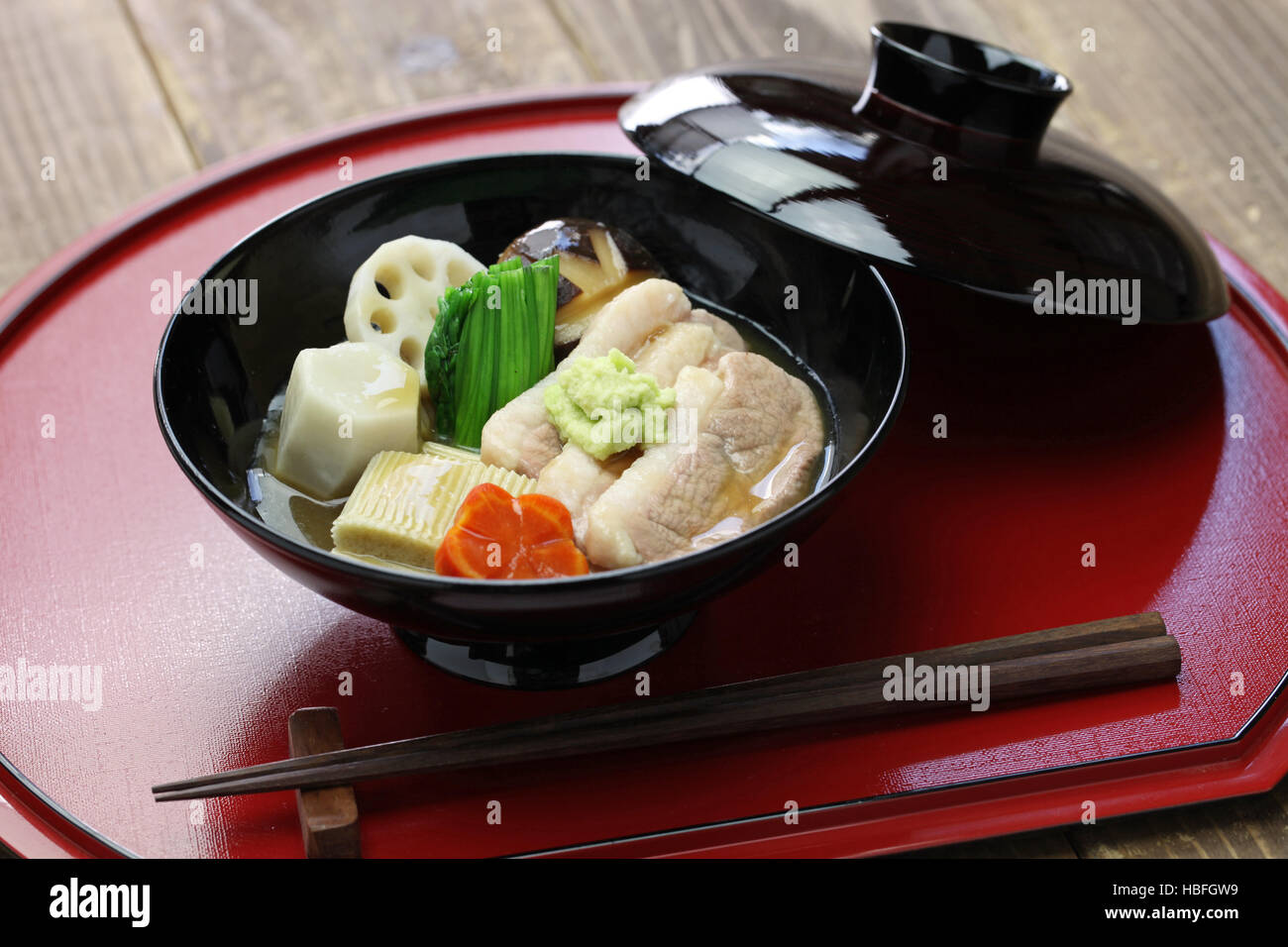 Jibuni, Kanazawa anatra stile spezzatino di carne, cucina giapponese Foto Stock