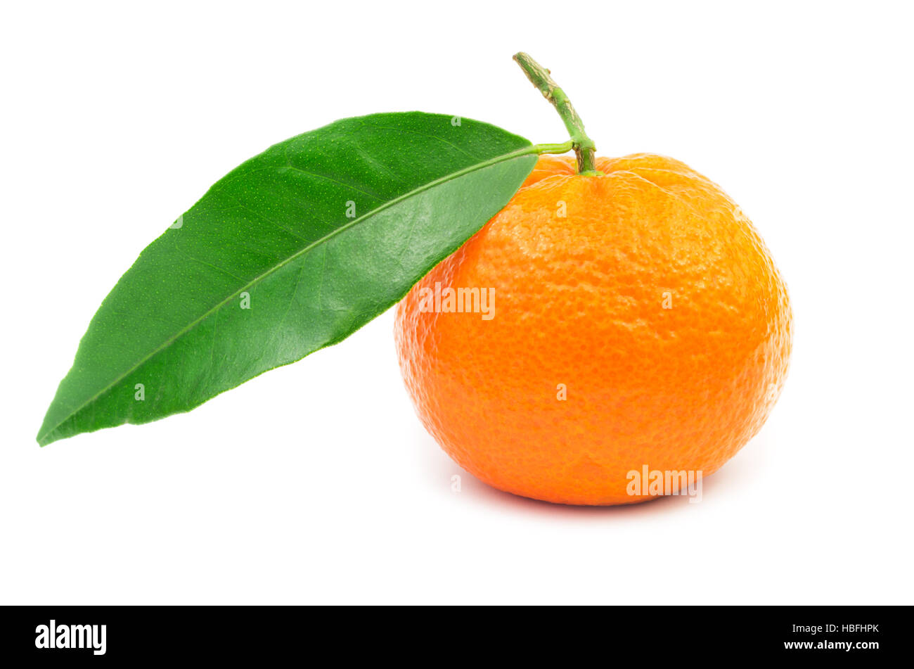 Mandarin frutti con foglie isolati su sfondo bianco Foto Stock