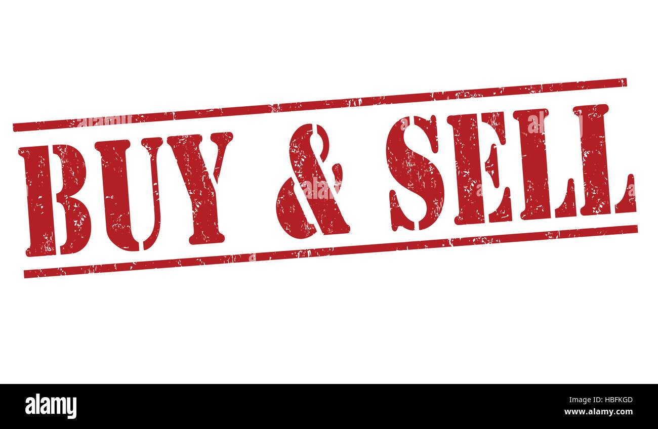 Comprare e vendere grunge timbro di gomma su sfondo bianco, illustrazione vettoriale Illustrazione Vettoriale