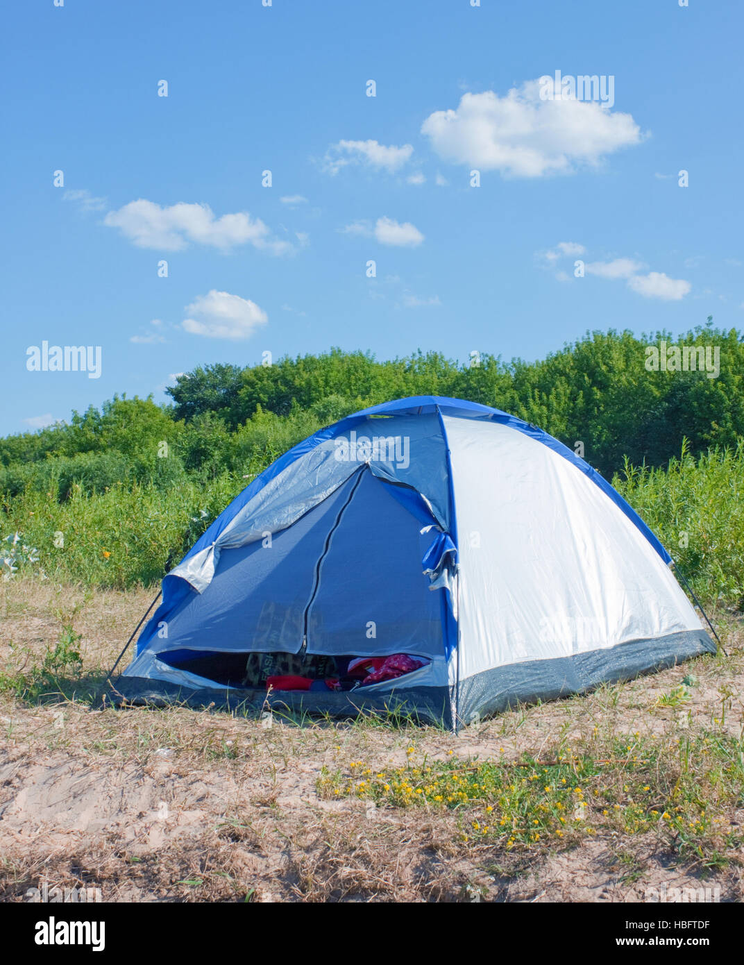 Tenda di colore blu Foto Stock
