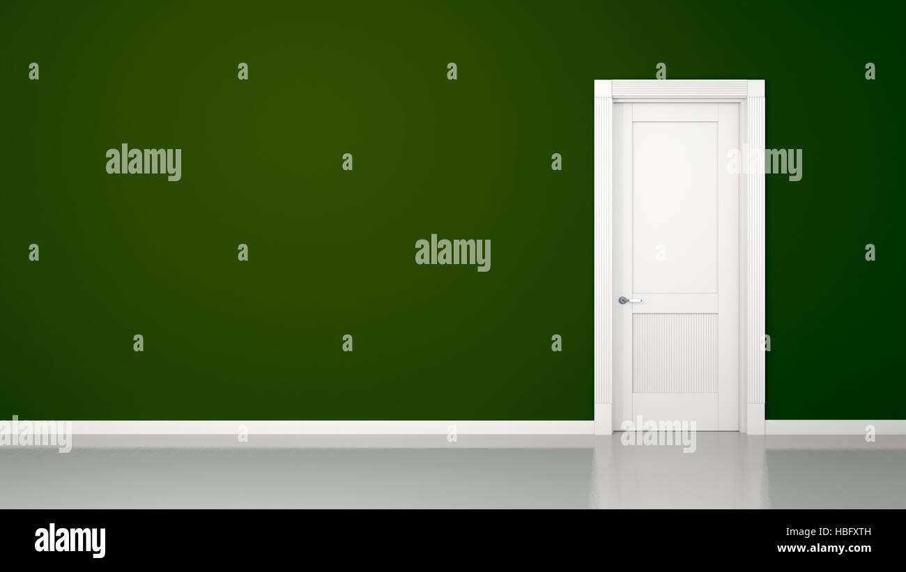 Parete verde e lo sfondo della porta Foto Stock