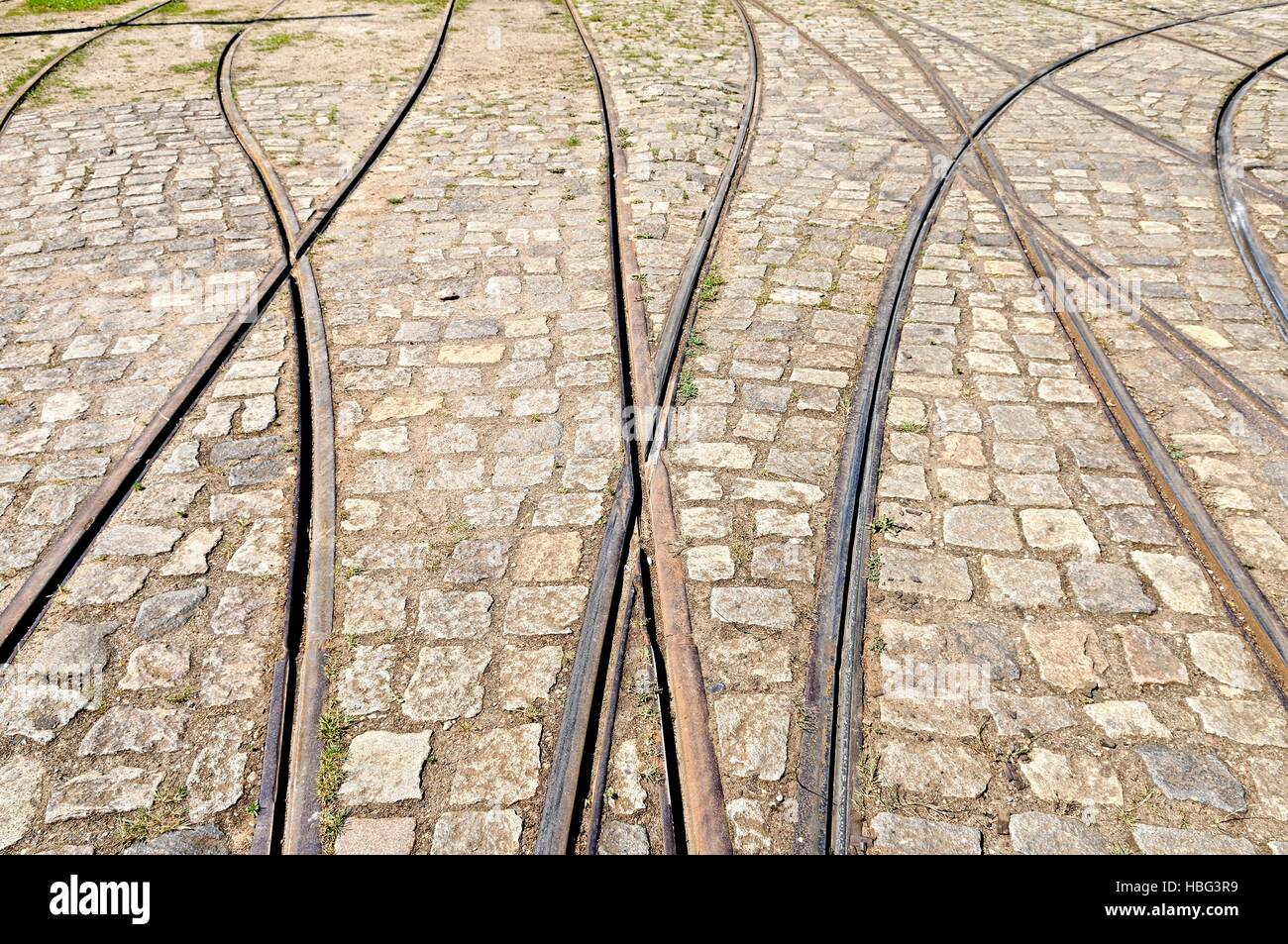 Diverse tracce ferroviarie accanto a ciascun altro Foto Stock