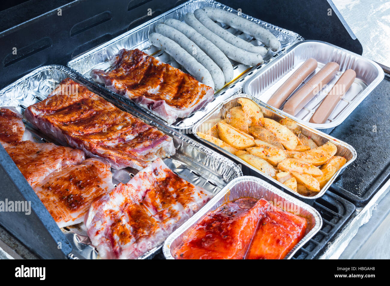 Carne sul barbecue Foto Stock