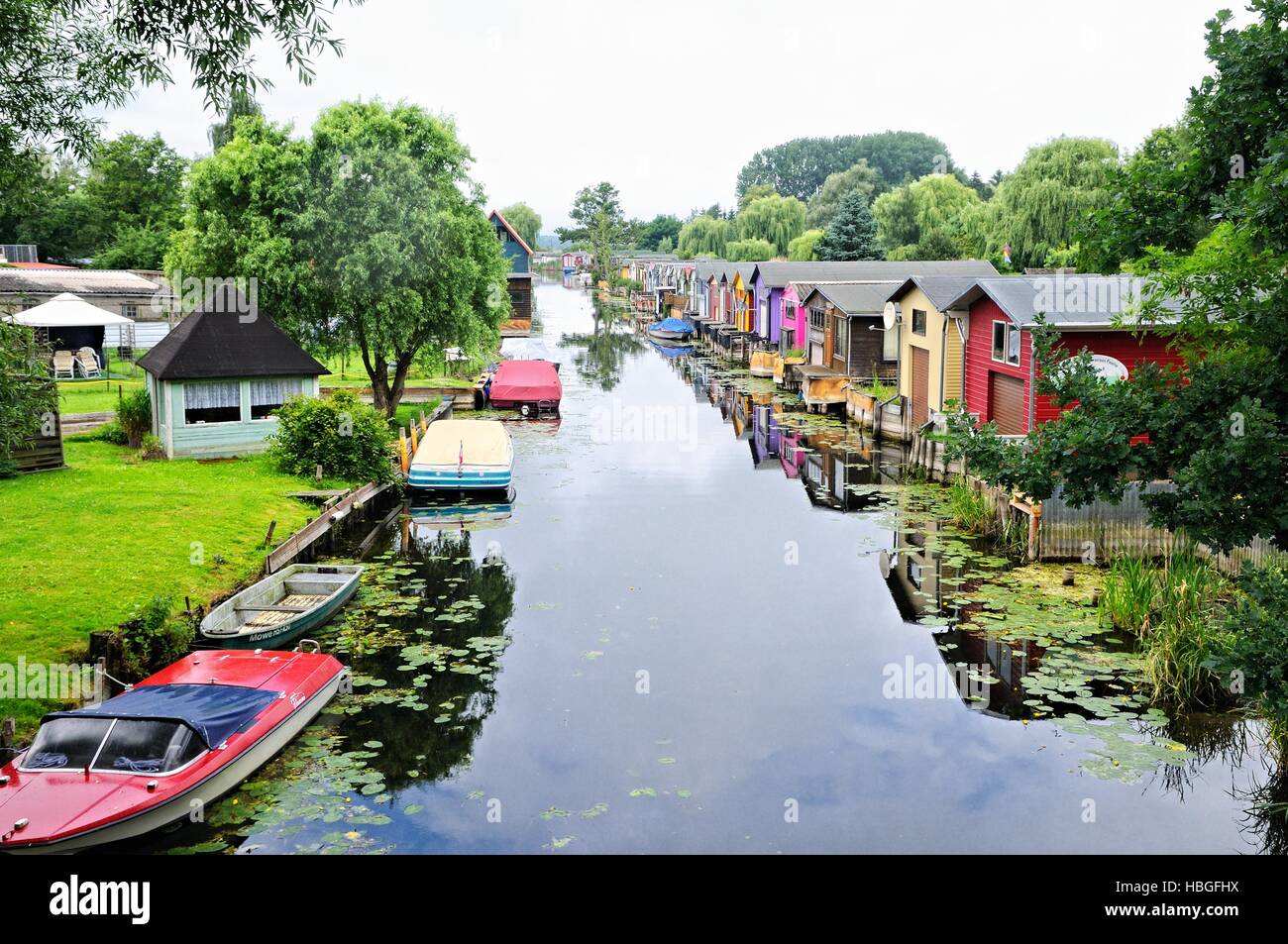 Neukalen Germania club boathouses Peene Foto Stock