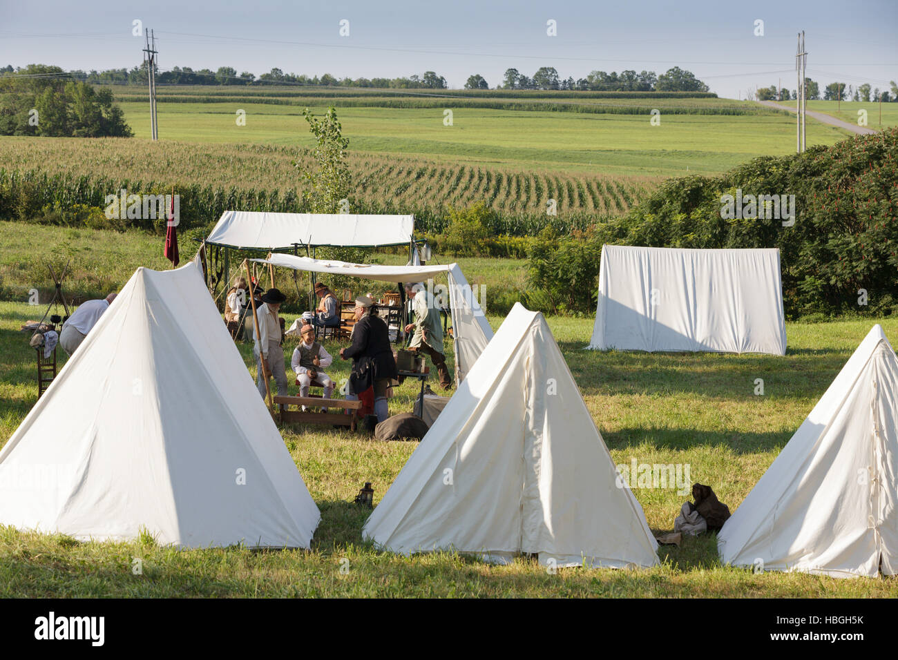 Guerra rivoluzionaria reenaction encampment, Currytown, Montgomery County, New York Foto Stock