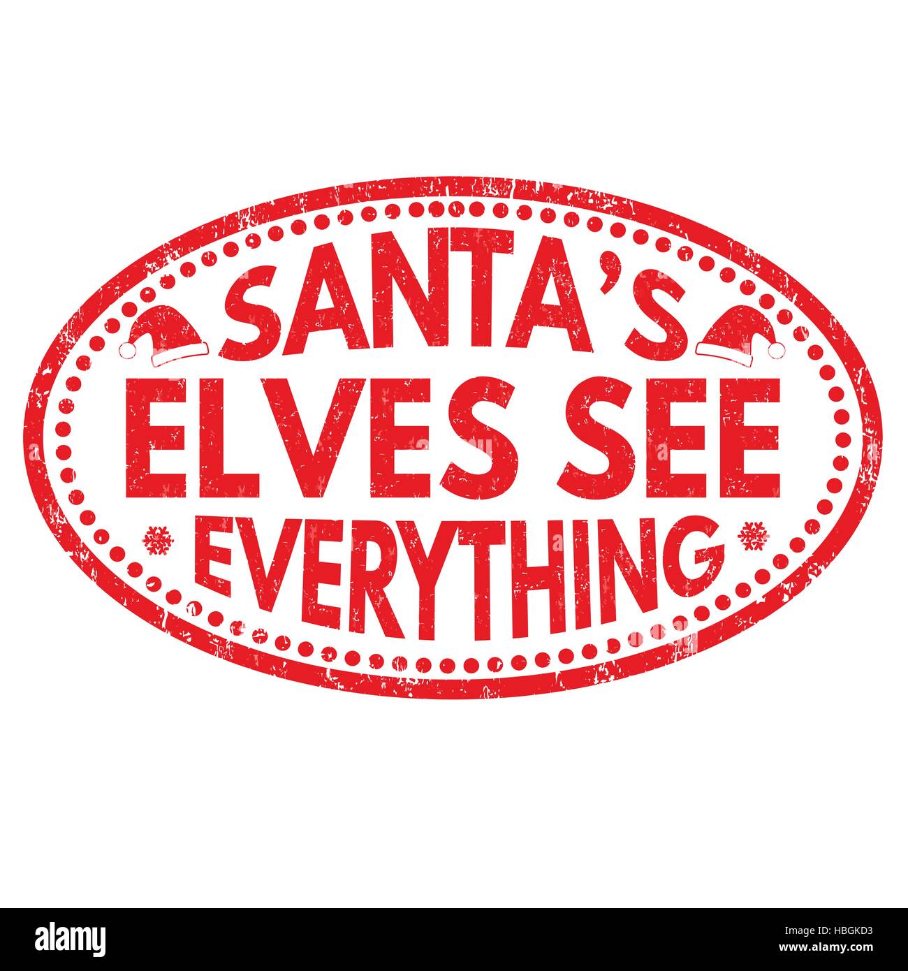 Santa's elfi vedere tutto grunge timbro di gomma su sfondo bianco, illustrazione vettoriale Illustrazione Vettoriale