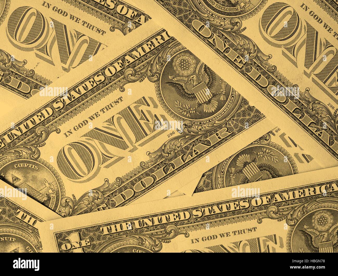 Dollar note 1 dollaro - vintage Foto Stock