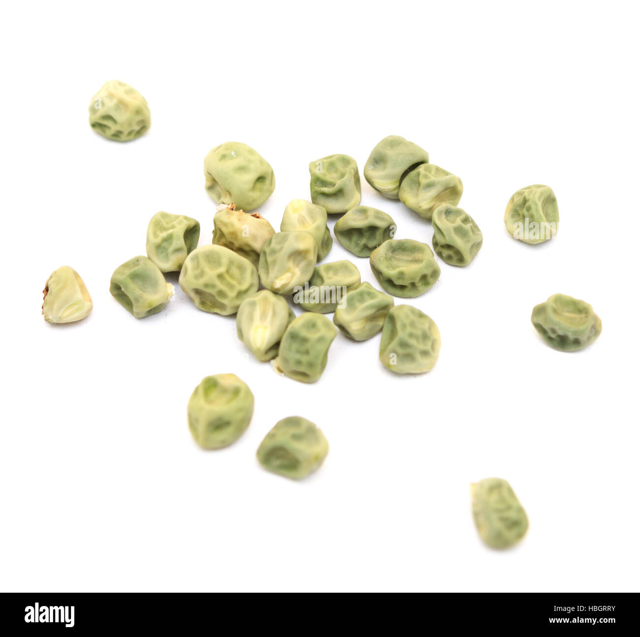 Piselli secchi su bianco Foto Stock