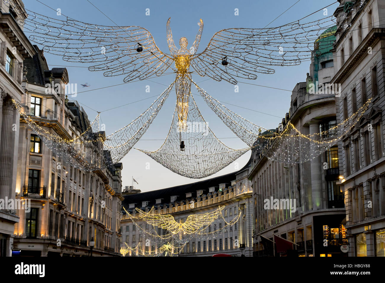 Regno Unito, Inghilterra, Londra, le luci di Natale Regent St 2016 Foto Stock