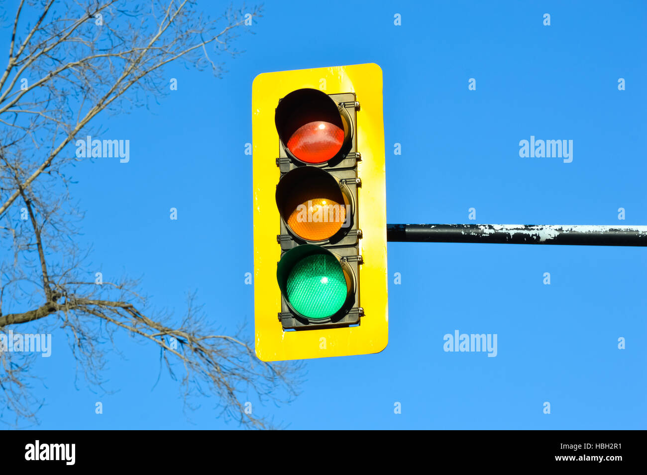 Semaforo Montreal Downtown. Luce verde. Foto Stock