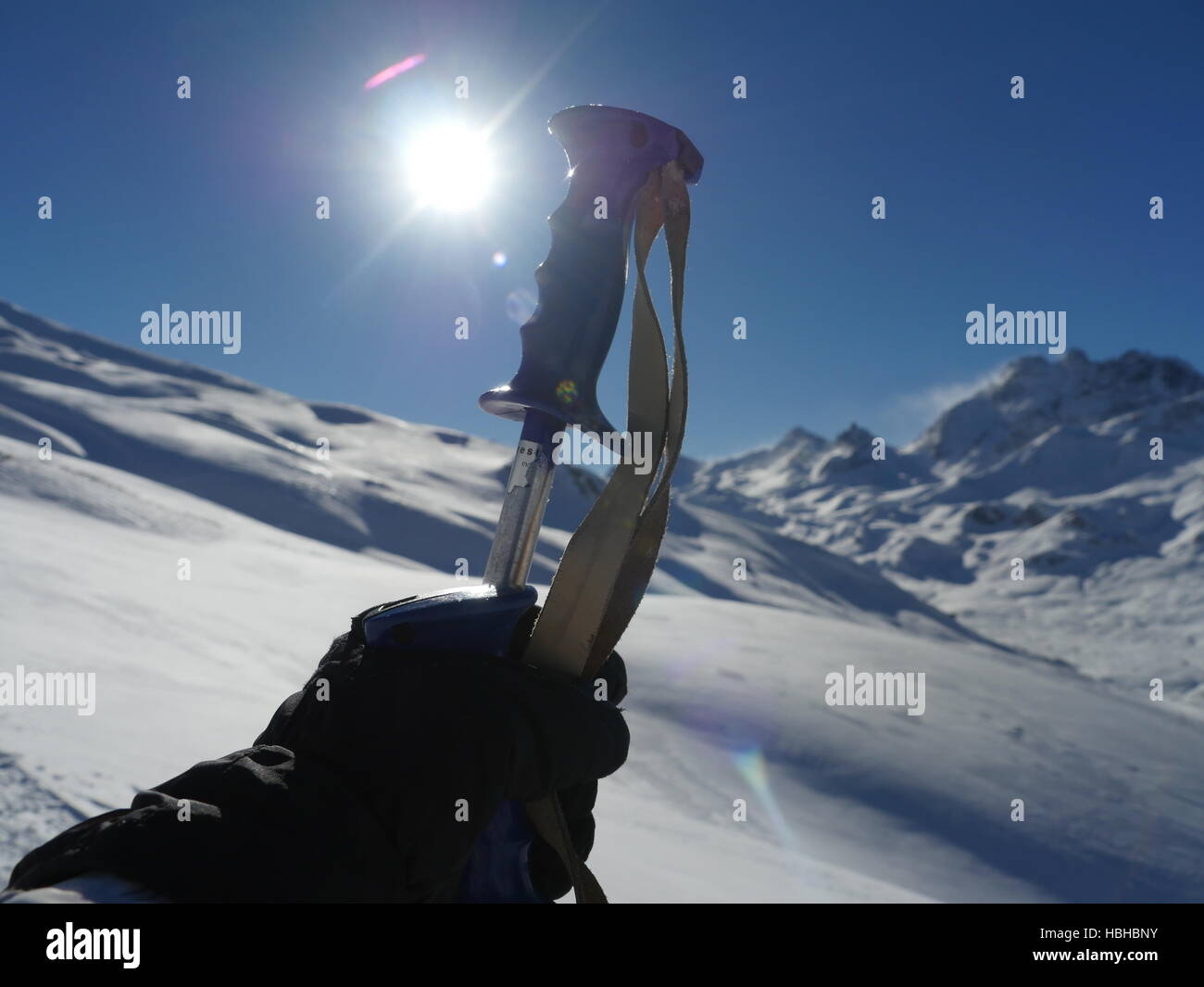 Bastoncini da sci nella neve Foto Stock