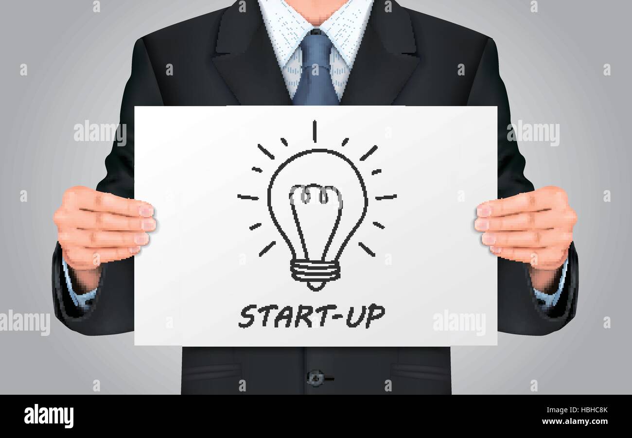 Close-up guarda imprenditore azienda start-up poster Illustrazione Vettoriale