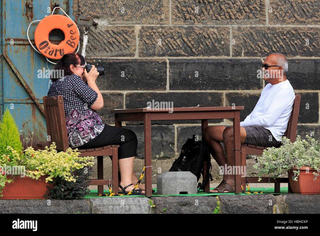 Ristorante sul Canal Otaru City, prefettura di Hokkaido, Giappone, Asia Foto Stock