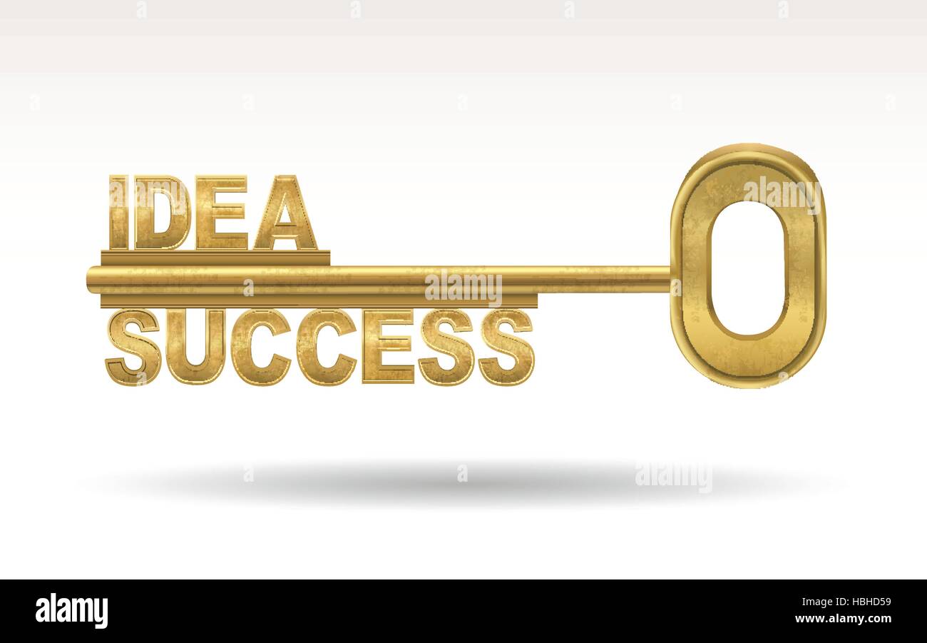 Idea il successo - golden key isolati su sfondo bianco Illustrazione Vettoriale