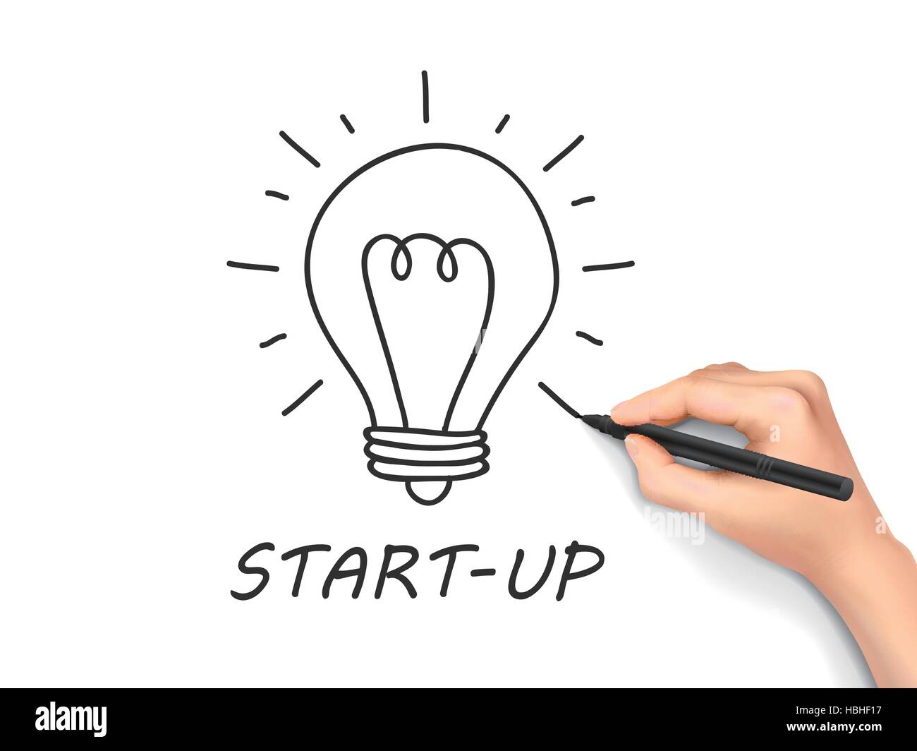 Start-up parola scritta a mano su sfondo bianco Illustrazione Vettoriale