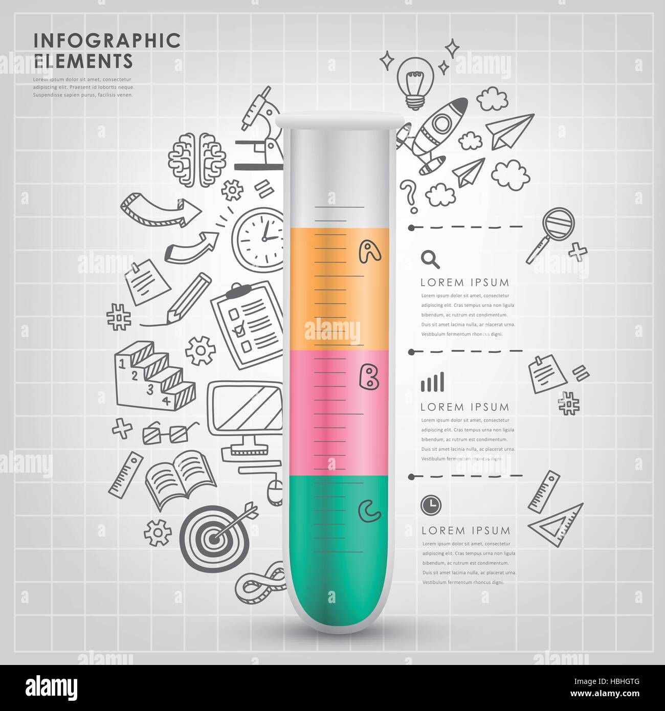 Tubo di prova illustrazione vettoriale infografico design elementi Illustrazione Vettoriale