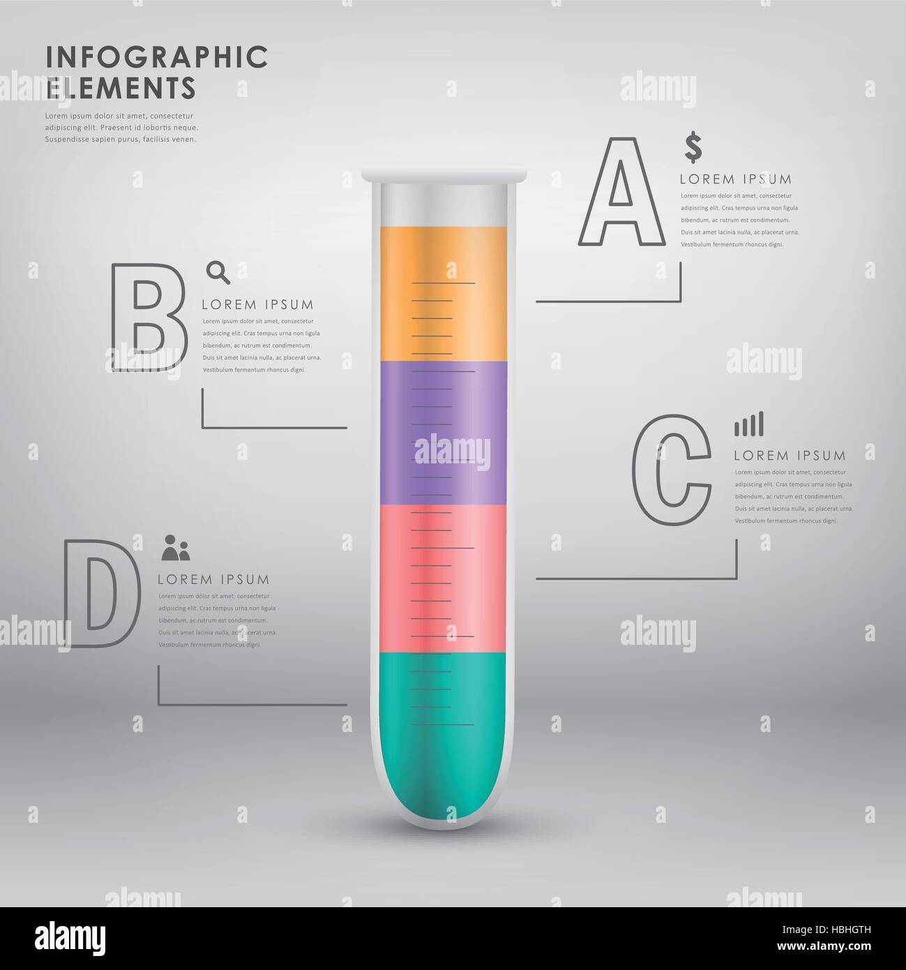 Tubo di prova illustrazione vettoriale infografico design elementi Illustrazione Vettoriale