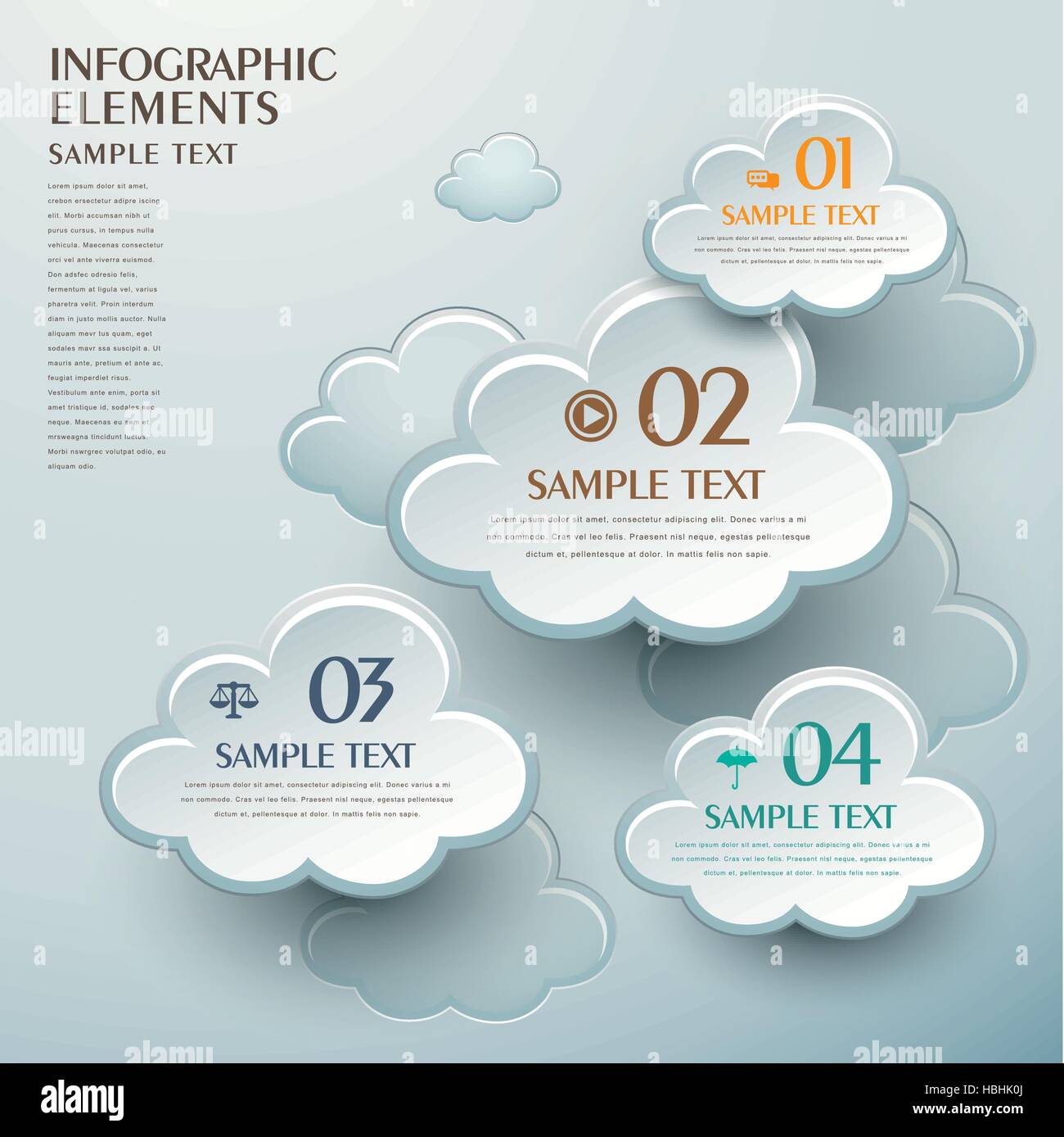 Vettore 3d cloud astratta forma elementi infografico Illustrazione Vettoriale