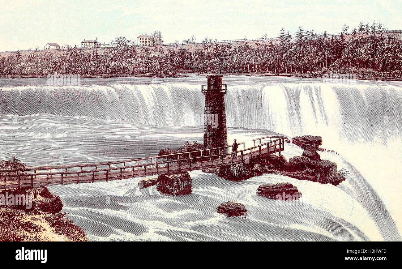 Terrapin Tower e Cascate Horseshoe, Niagara Falls, circa 1860 Foto Stock