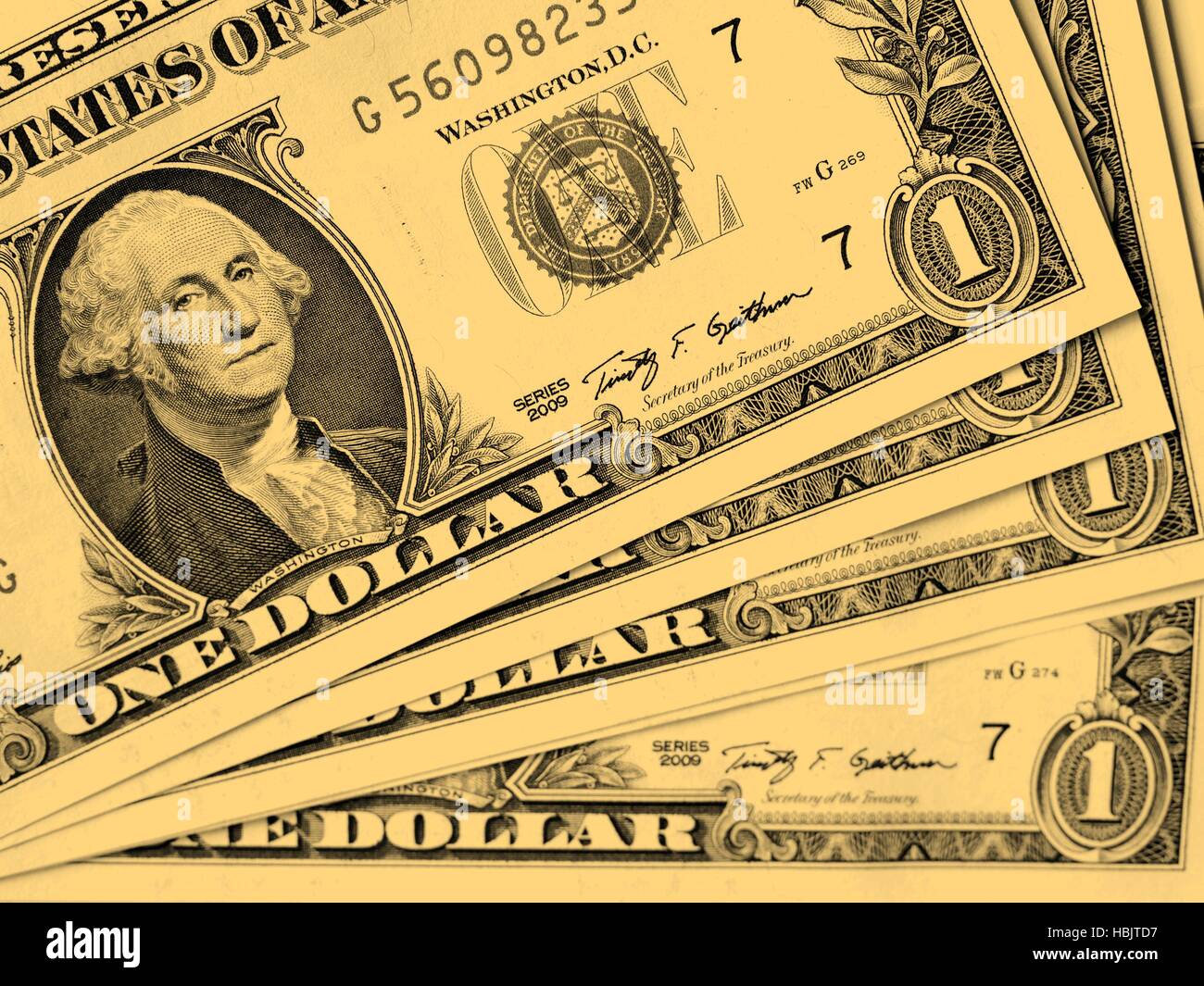 Dollar note 1 dollaro - vintage Foto Stock