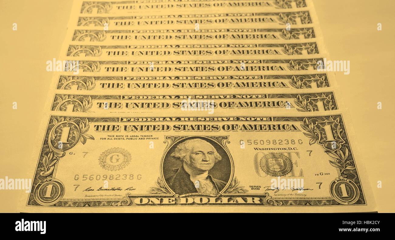 Dollar note 1 dollaro - vintage Foto Stock