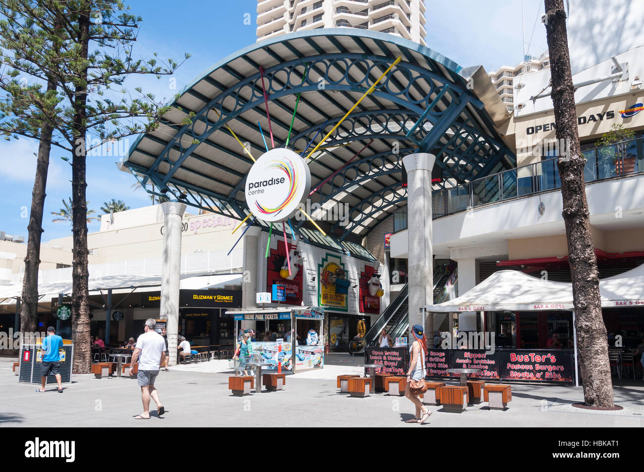 Ingresso al paradiso centro divertimenti, Cavill (Centro Commerciale) Avenue, Surfers Paradise, Città di Gold Coast, Queensland, Australia Foto Stock