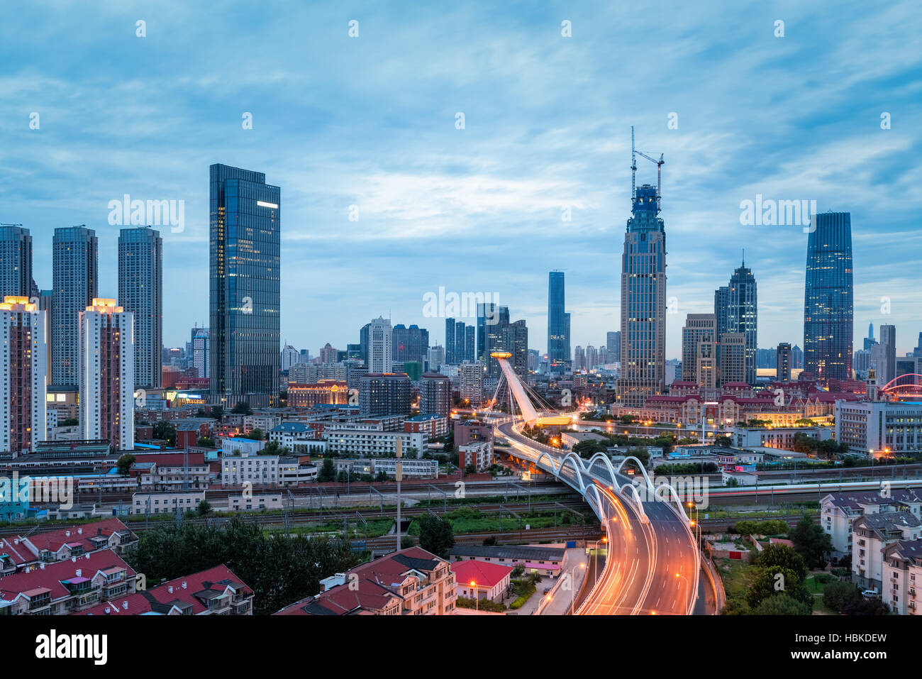 Tianjin città al crepuscolo Foto Stock