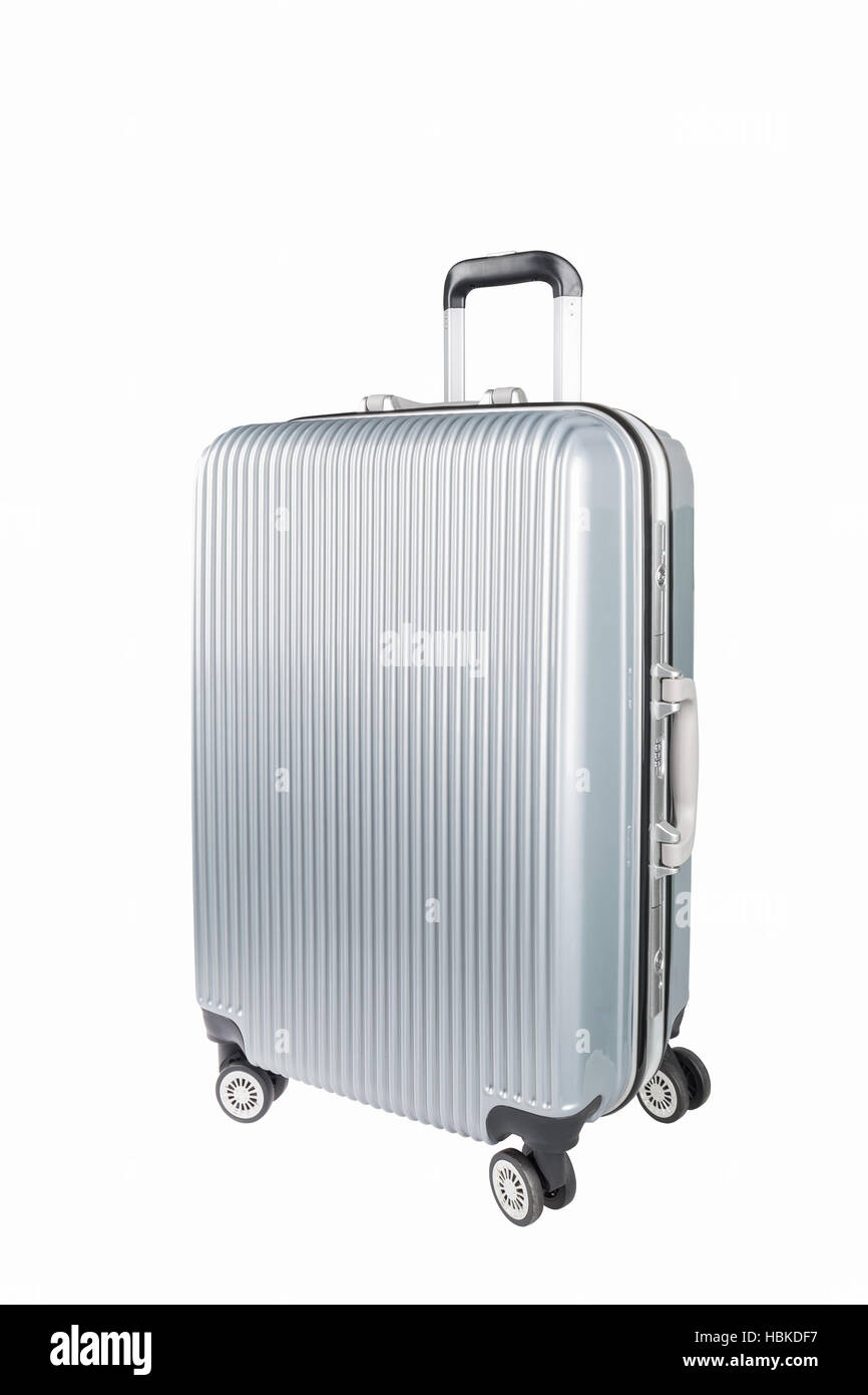 Silver travel bagagli isolato Foto Stock