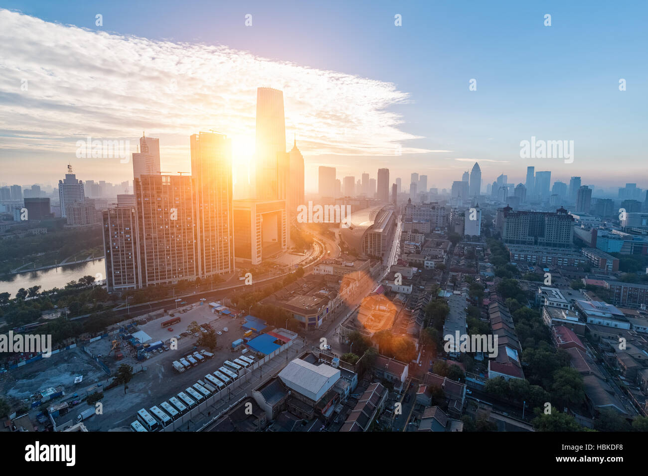 Tianjin cityscape di mattina Foto Stock
