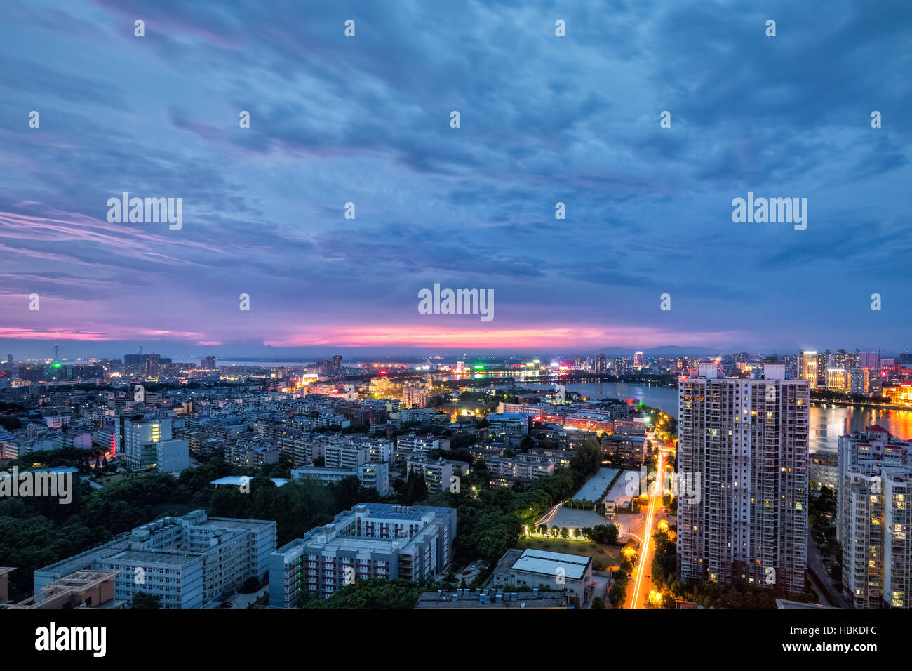 Tramonto a jiujiang Foto Stock