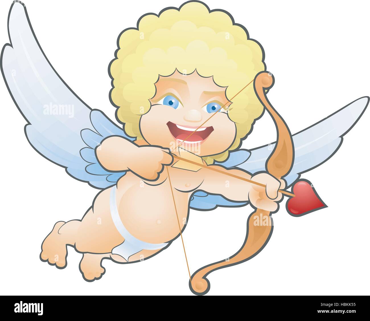 Flying Cartoon Cupido Illustrazione Vettoriale