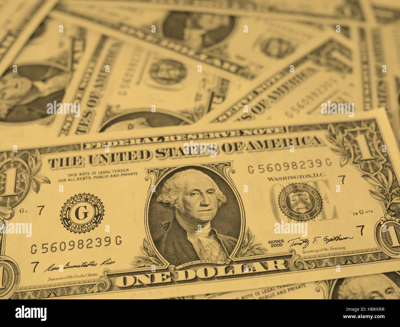Dollar note 1 dollaro - vintage Foto Stock
