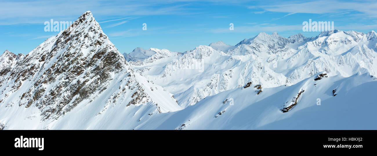 Dolomiten Alpi Winter view (Austria). Panorama. Foto Stock