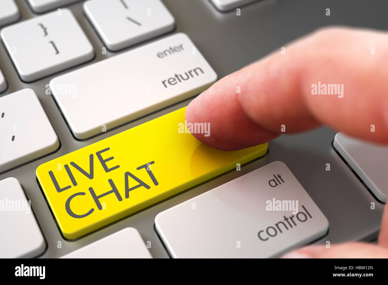 Live Chat - Laptop moderno concetto di tastiera. 3D. Foto Stock