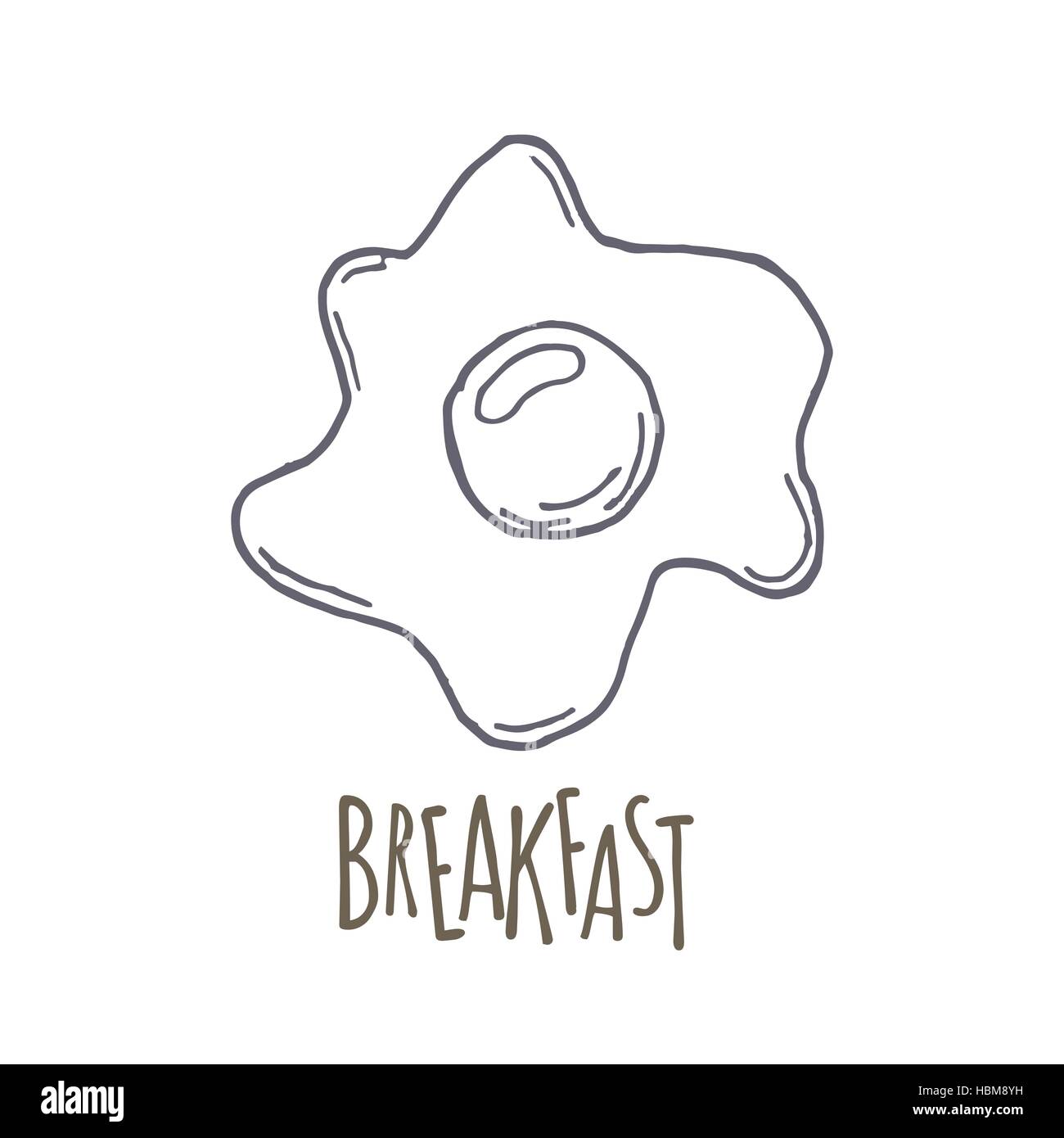 Breakfest mano icona disegnata su sfondo bianco. Doodle illustrazione Illustrazione Vettoriale