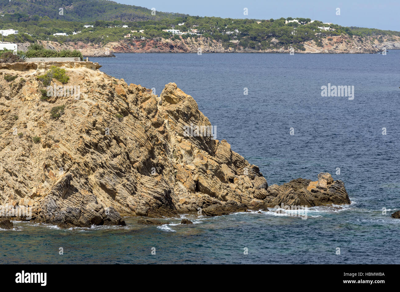 Isola di Ibiza,le pietre e il mare Foto Stock