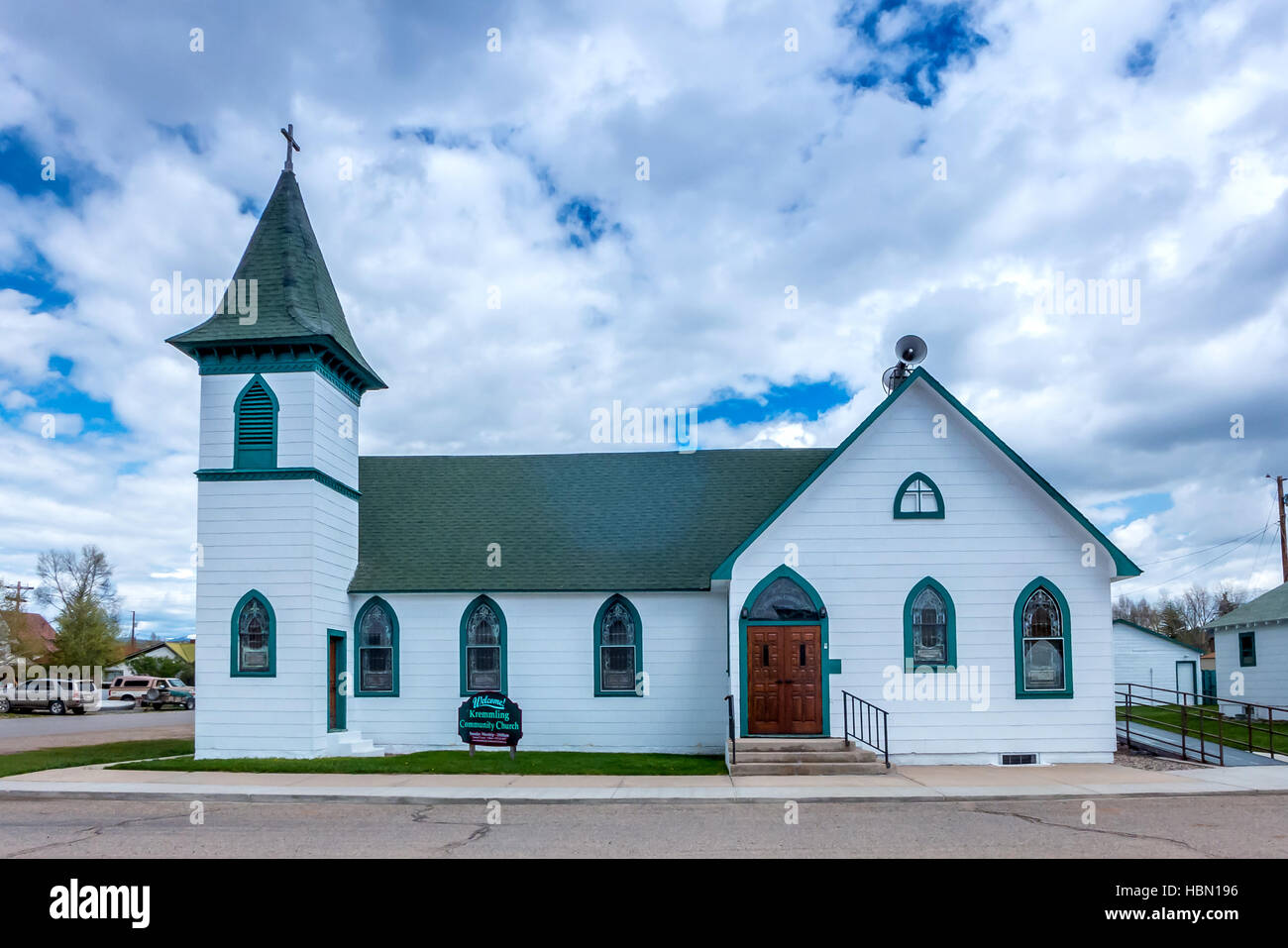 Chiesa o cappella in piccole città America Foto Stock