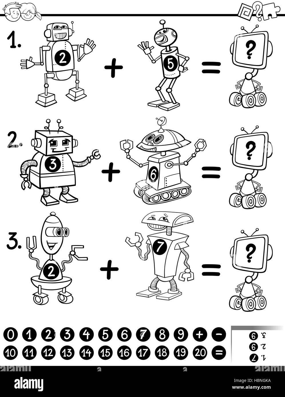 Matematica educative nella pagina di colorazione Foto Stock