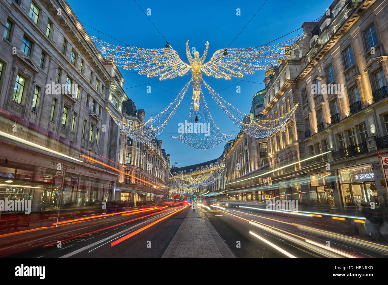 Le decorazioni di Natale di Regent Street, 2016. Natale a Londra. Luminarie stagionali. Foto Stock