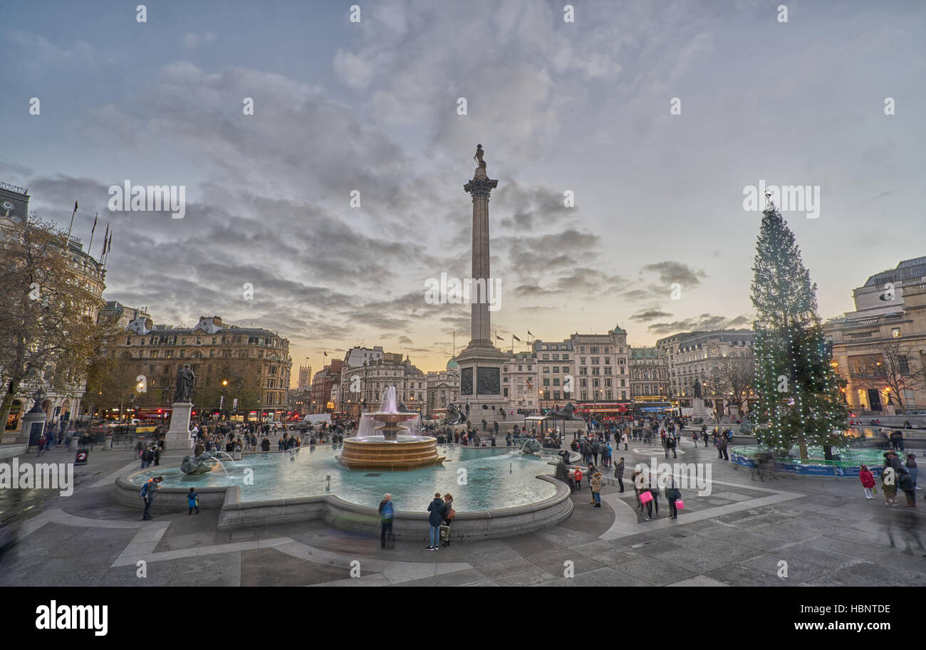 Trafalgar Square, Londra. Natale a Londra. Foto Stock