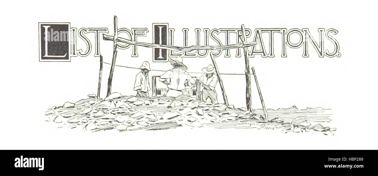 Questa pagina di "My Fourth Tour in Western Australia" contiene illustrazioni e un ritratto che documenta paesaggi, insediamenti, caratteristiche naturali, flora, fauna, e osservazioni culturali dai viaggi dell'autore. Foto Stock