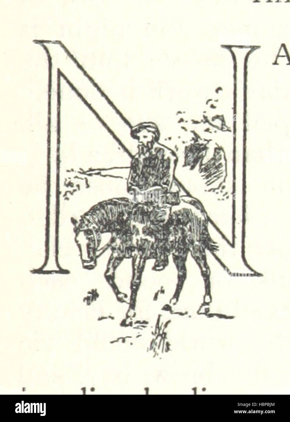 L'immagine a pagina 217 raffigura scene delle opere di G. J. Whyte-Melville, mostrando personaggi, caccia, cavalli, cani, paesaggi rurali, edifici e interazioni sociali che illustrano la letteratura ottocentesca. Foto Stock