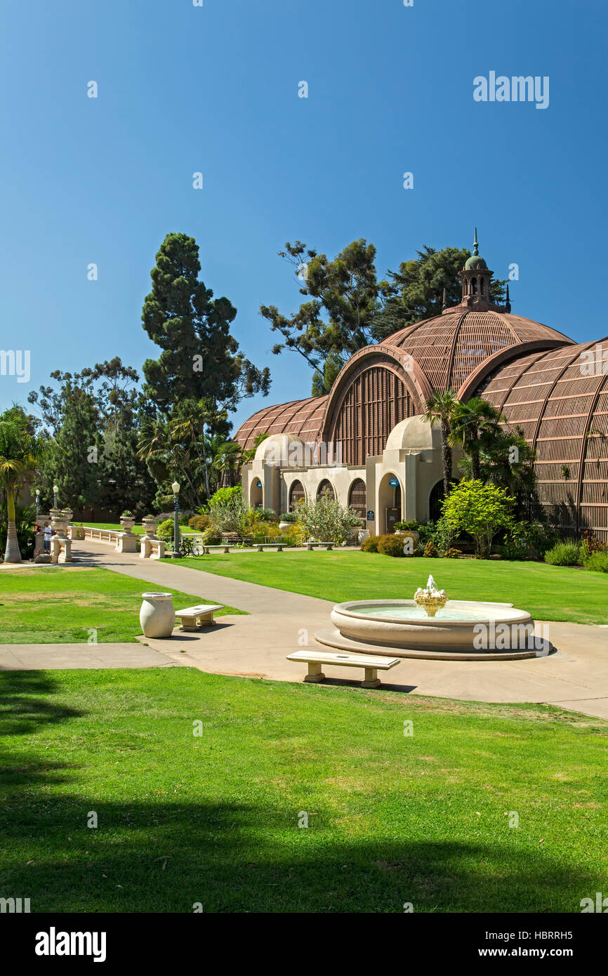 Edificio di botanica e fontana, Balboa Park, San Diego, California USA Foto Stock