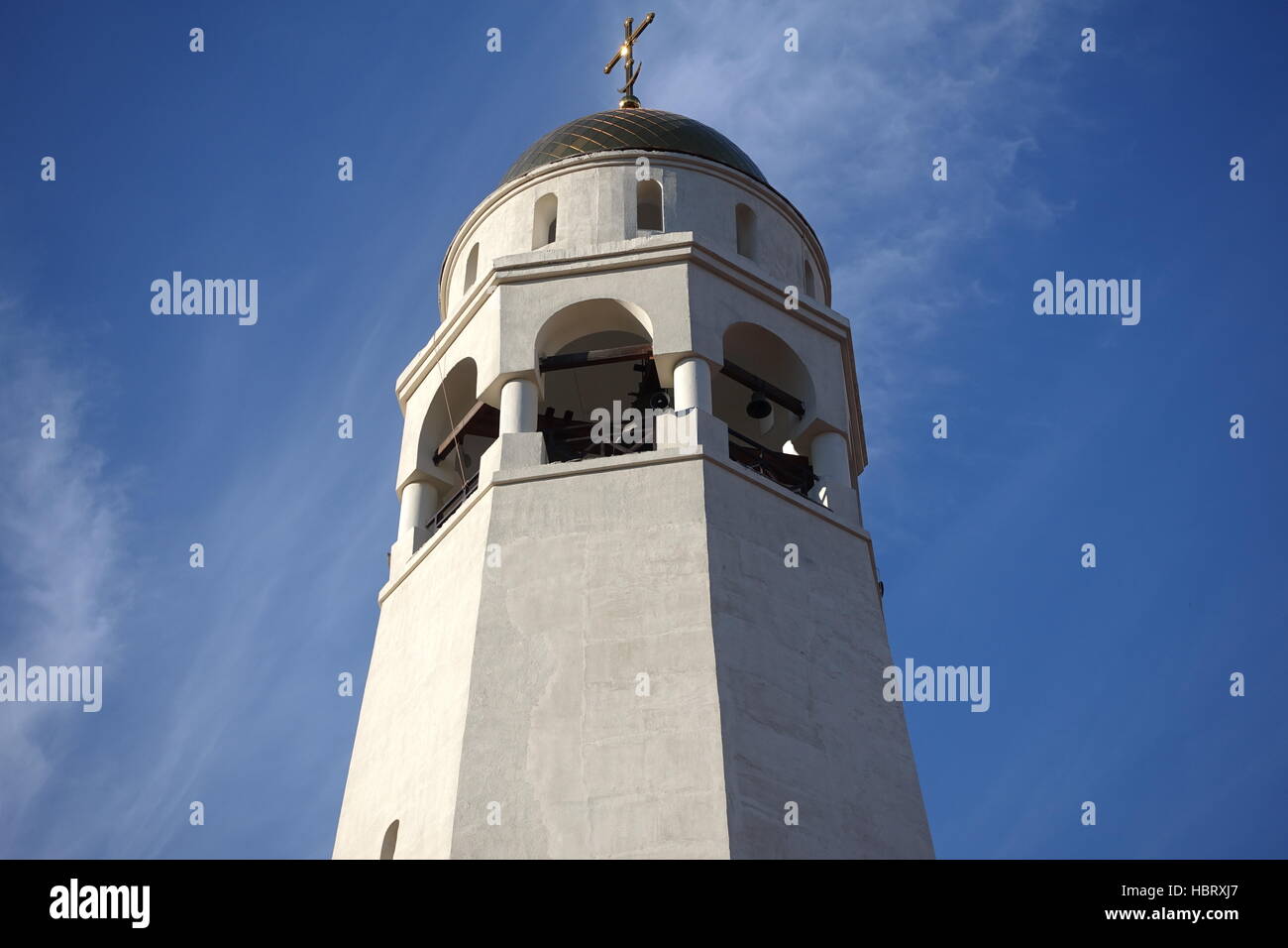 Campanile nel monastero Svyato-Bogorodicky, Russia Foto Stock