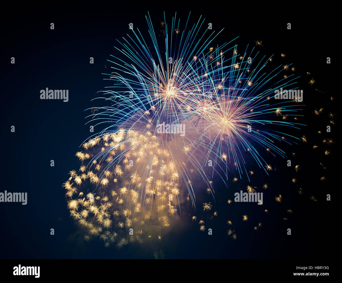 Magica vacanza astratta di sfondo - Fuochi d'artificio di Anno Nuovo e spazio di copia Foto Stock