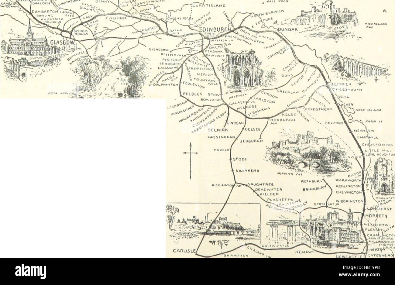 Questa immagine tratta da pagina 26 delle Guide turistiche scozzesi di Macdonald mostra una mappa dettagliata delle località scozzesi, raffiguranti città, fiumi, montagne, strade, e percorsi di viaggio di riferimento nelle guide turistiche. Foto Stock