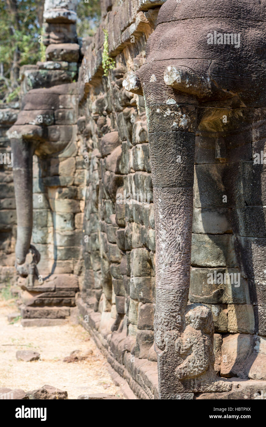 Terrazza degli elefanti in Angkor Thom Foto Stock