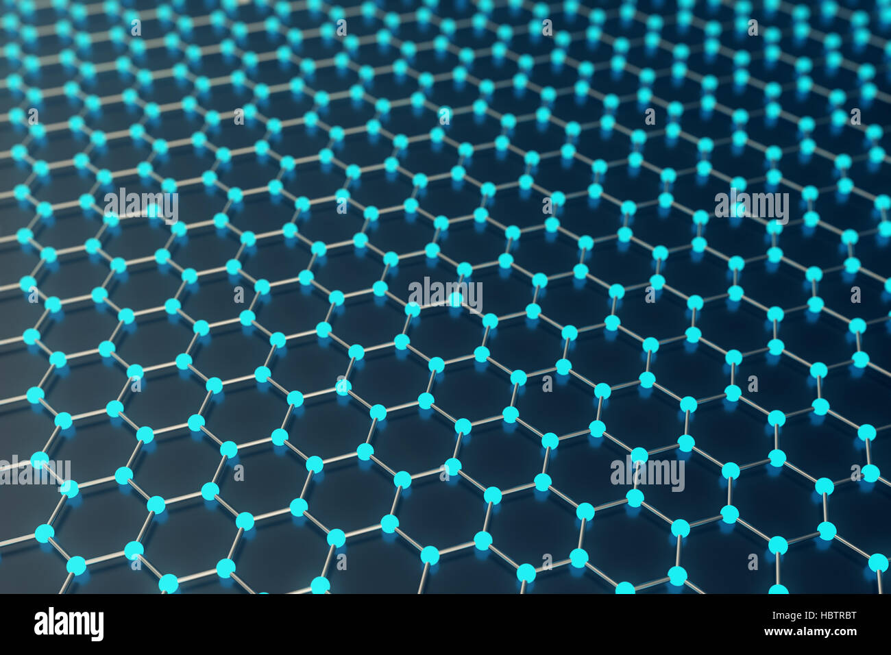 3D rendering abstract nanotecnologie esagonale forma geometrica di close-up, concetto grafene struttura atomica, concetto grafene struttura molecolare. Foto Stock